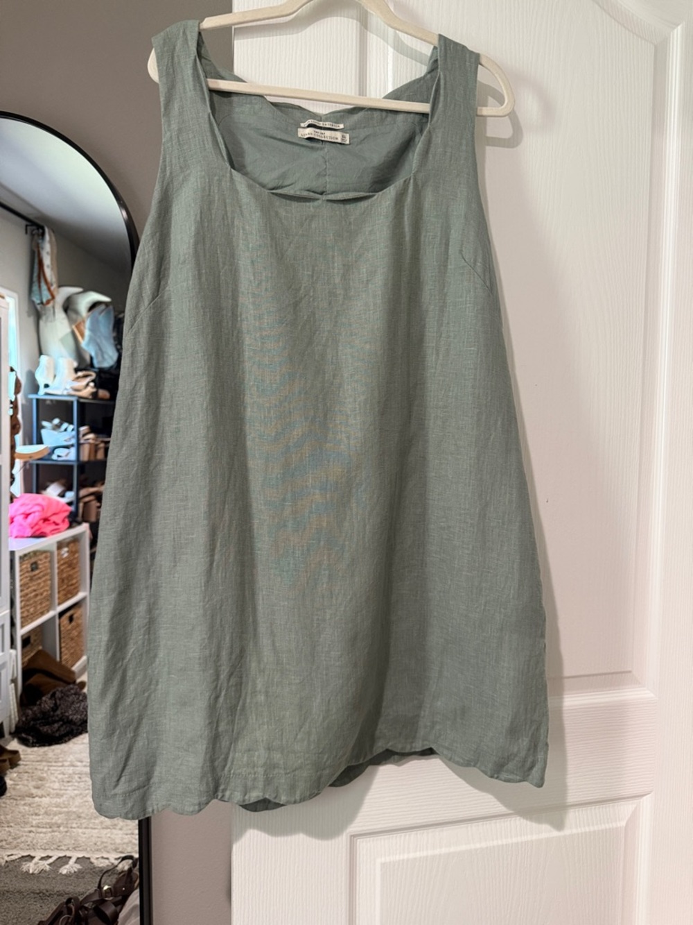 Abercrombie & Fitch Sleeveless Linen Tunic Tank in Sage Green